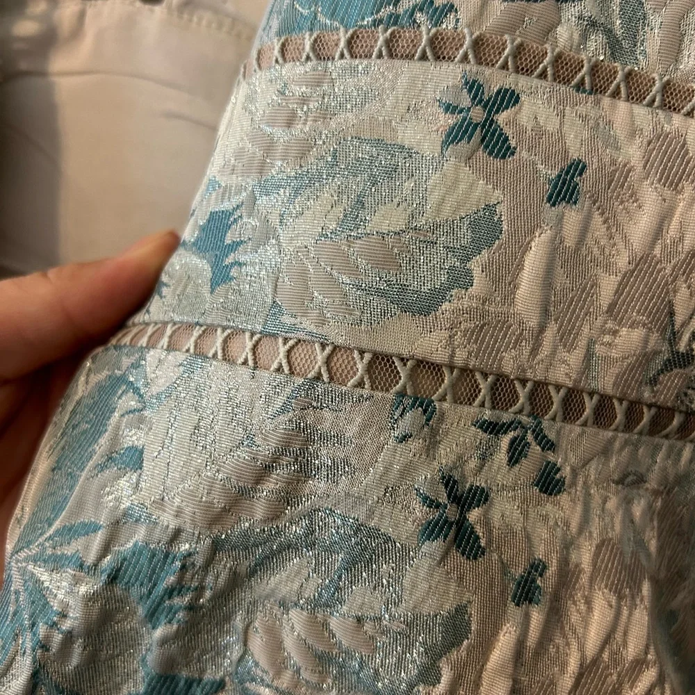 Aidan Mattox Sleeveless Floral Jacquard Fit-&-Flare Dress, Green, Size 8 - Picture 7 of 13